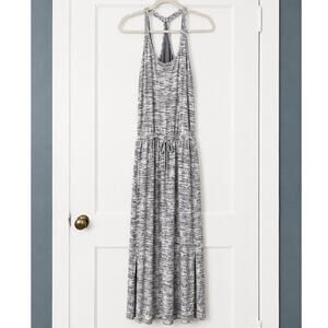 Athleta Gray Space Dye Racerback Maxi Dress Built-In Shelf Bra Size Medium